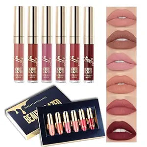 BestLand 6Pcs Matte Liquid Lipstick Set - Non-Stick, Waterproof, Long-Lasting Shades - Durable Lipgloss Beauty Cosmetics Makeup Set - Perfect Gifts for Women and Girls