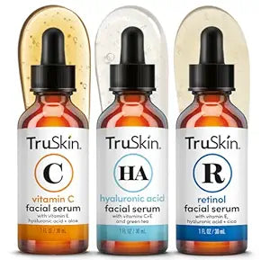 TruSkin Face Serum Trio – Vitamin C, Retinol & Hyaluronic Acid Anti-Aging Serums for Face – AM, PM & All-Day Skincare Routine – Brightening, Smoothing & Hydrating Facial Serums, 1 fl oz Each