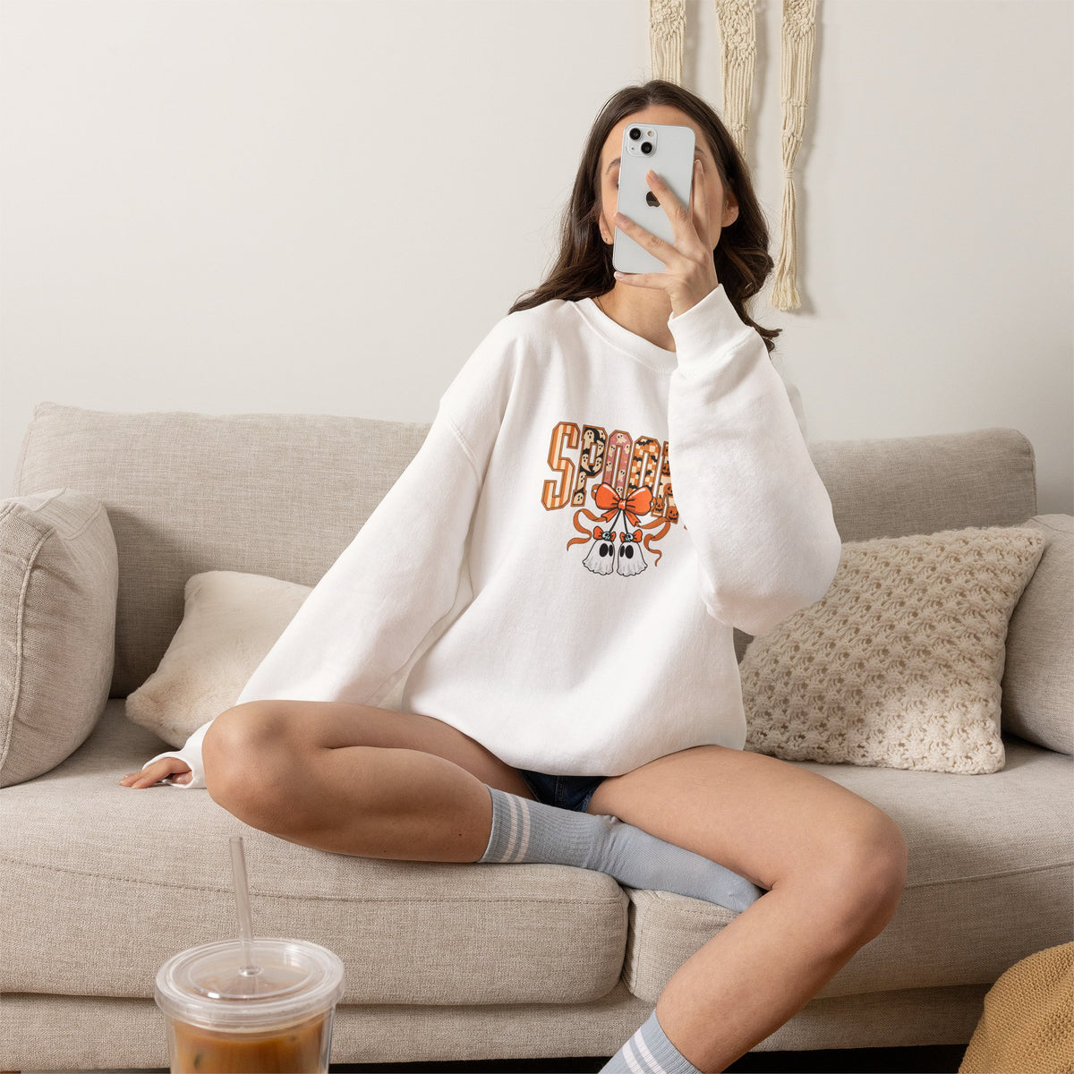 Spooky Ghost Pumpkin Crewneck Sweatshirt