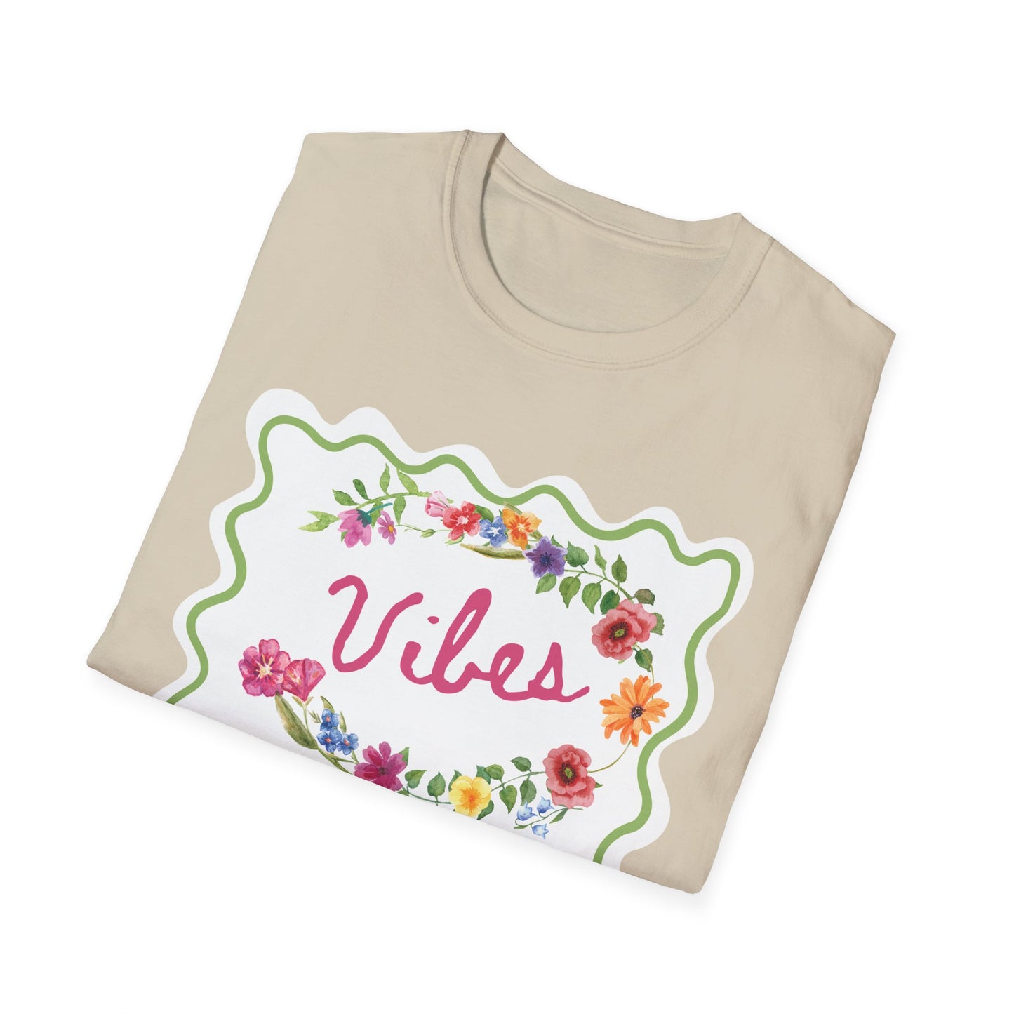 Florals and Good Vibes Unisex Softstyle T-Shirt, Casual Tee, Flower Shirt, Positive Vibes, Gift for Her, Summer Fashion