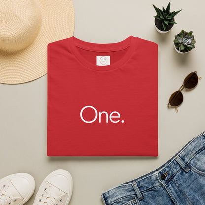 One. Minimalist Graphic Tee — Simple Typography Black T-Shirt
