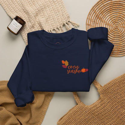 Crewneck Sweatshirt — Cozy Season Fall Leaves "Cozy Season" Design