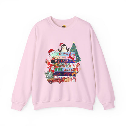 Festive Penguin Crewneck Sweatshirt, Winter Clothing, Holiday Gift, Cozy Sweater, Christmas Sweatshirt, Casual Wear