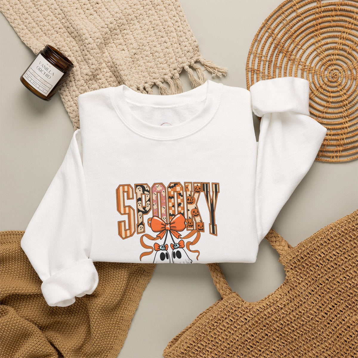 Spooky Ghost Pumpkin Crewneck Sweatshirt