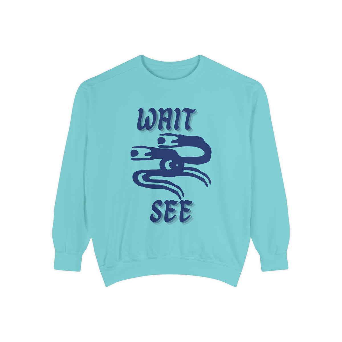 Garment-Dyed Sweatshirt - 'Wait and See' Design