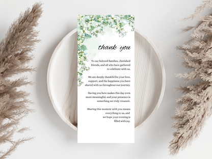 Wedding Thank you Card, Menu Card, Table Card. WI332