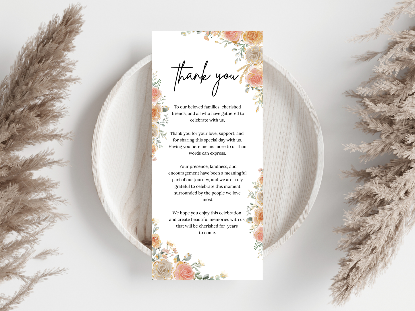 Wedding Menu, Thank You, Table Cards (Editable Template) WI386
