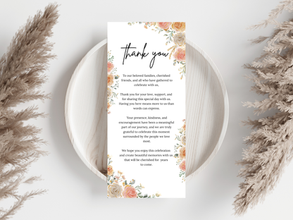Wedding Menu, Thank You, Table Cards (Editable Template) WI386