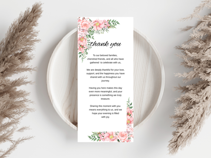 Wedding Thank you Card, Menu Card, Table Card. WI354