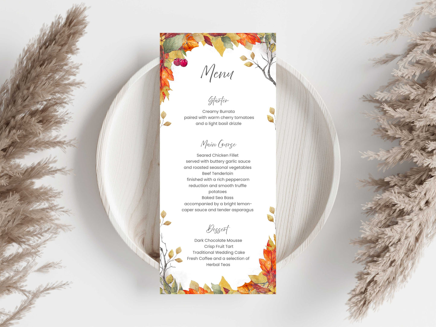 Wedding Menu Template | Editable Canva Place Card. WI210