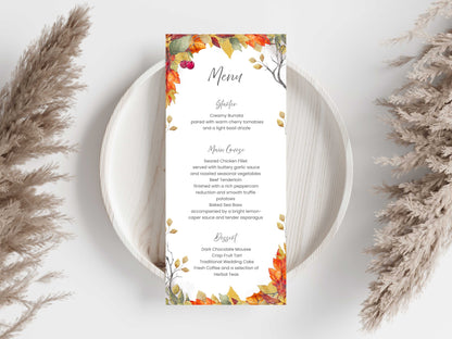 Wedding Menu Template | Editable Canva Place Card. WI210