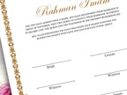 Nikkah Certificate, Nikkah Islamic Marriage Certificate, Printable, Custom Name Nikkah. Quran Verse, Digital Download. NN218