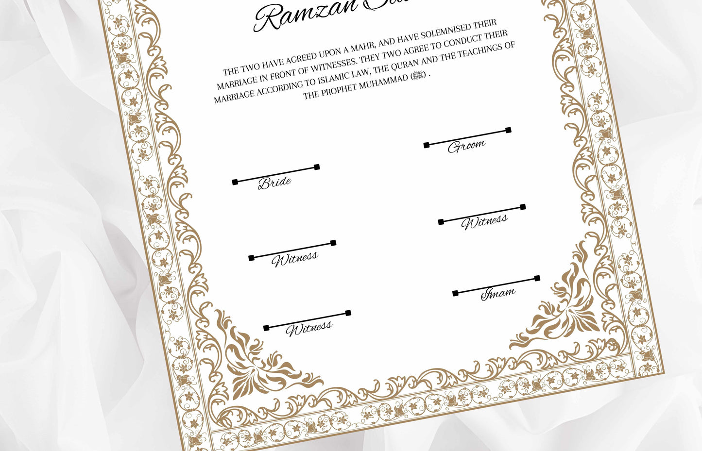 Nikkah nama Template, Contract certificate, Muslim Wedding Certificate. nn96