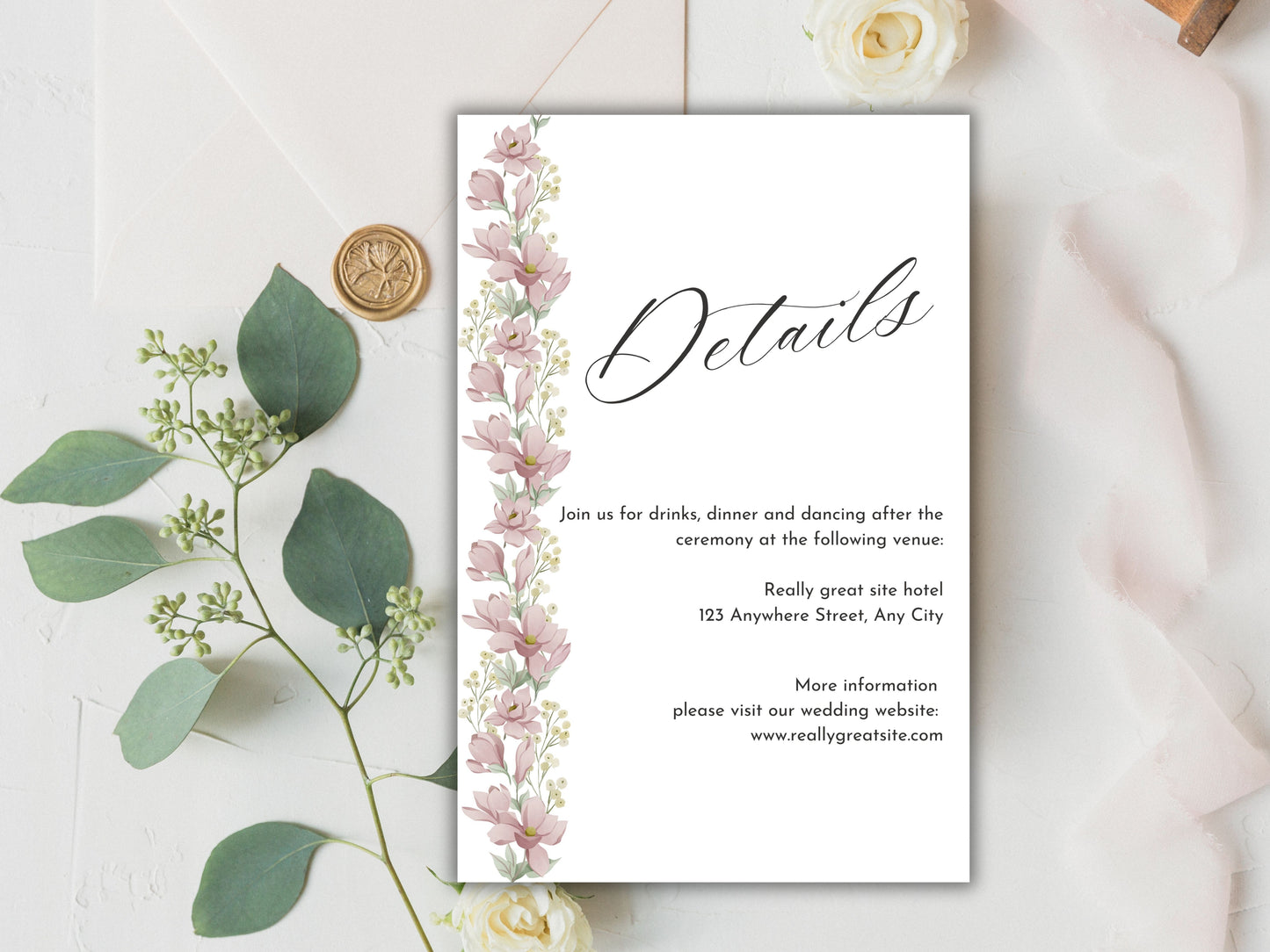 Wedding Invitation Template, Personalised Wedding Card, Printable Wedding Invitation, Details Card, Rsvp Card, Instant Download. WI80