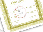 Luxury Nikah certificate. NN287