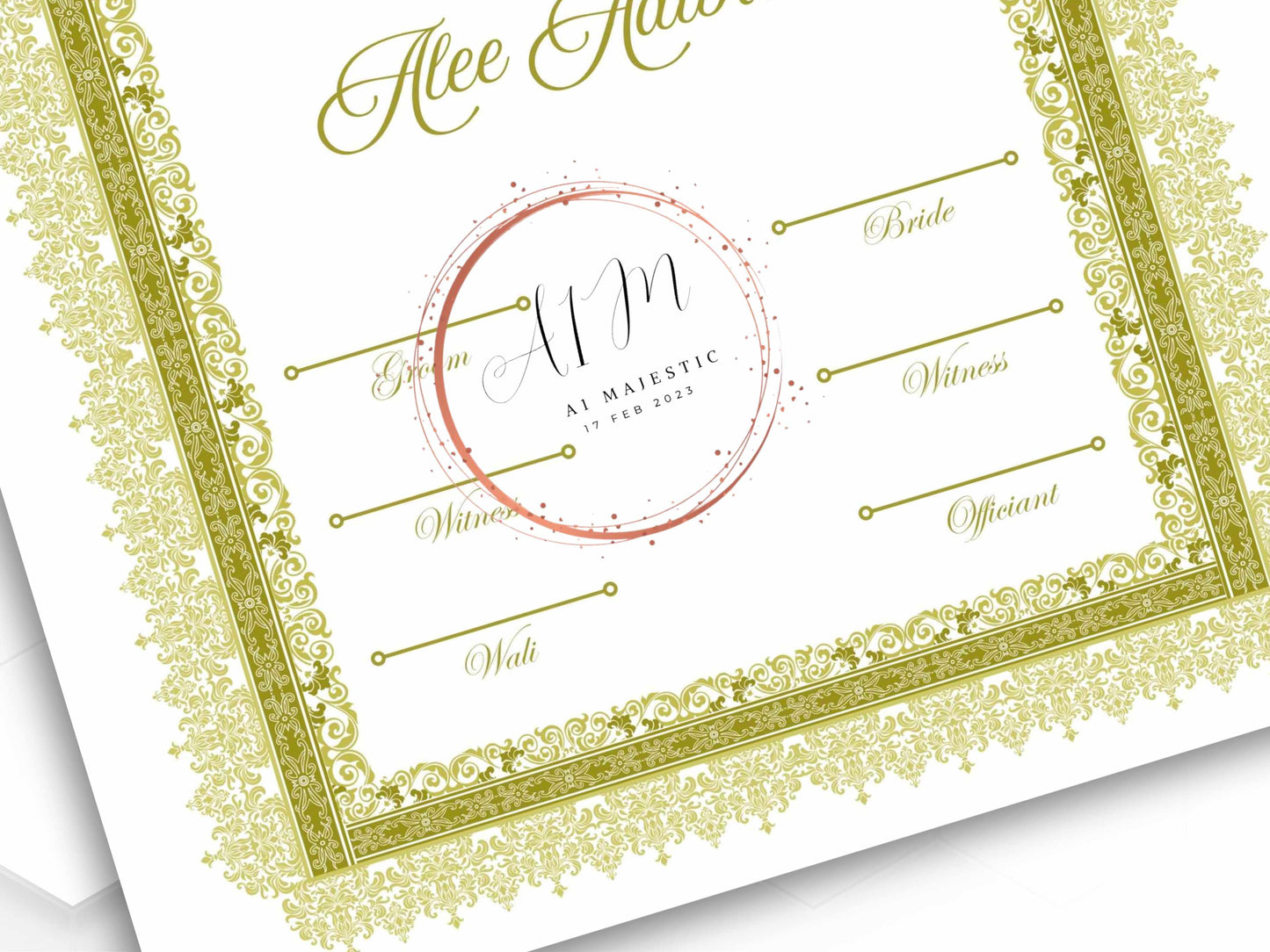 Luxury Nikah certificate. NN287