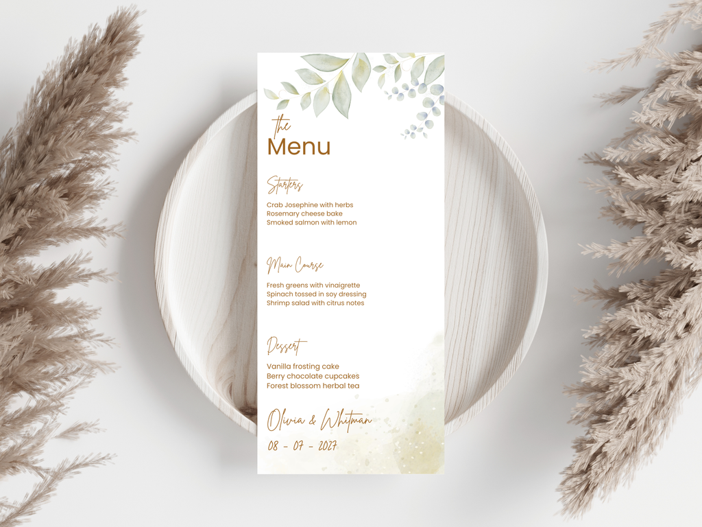 Wedding Menu & Thank You Template | Editable Canva Place Card. WI207