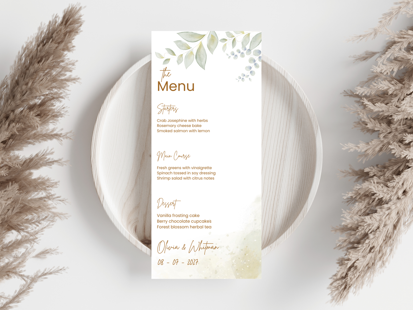 Wedding Menu & Thank You Template | Editable Canva Place Card. WI207