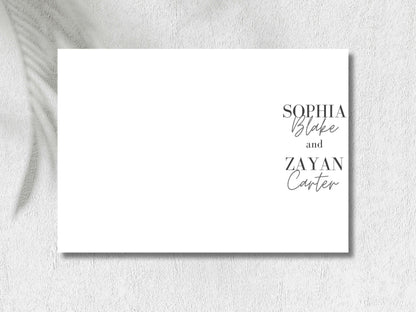 Minimalist Wedding Invitation Fold Card | Elegant Modern Wedding Timeline & Details | Printable or Printed Invite. WIB129