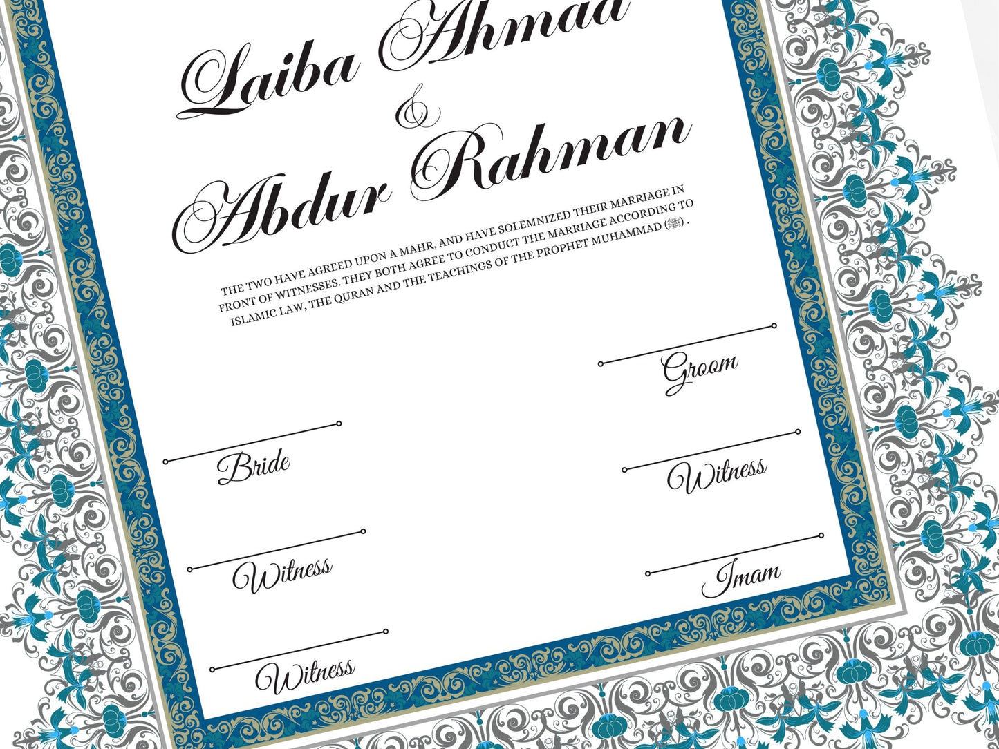 Nikkah Certificate Digital Download Personalised, A4, A3, Template, Editable, Nikkah Nama, Nikkah Contract, Muslim Contract. NN272