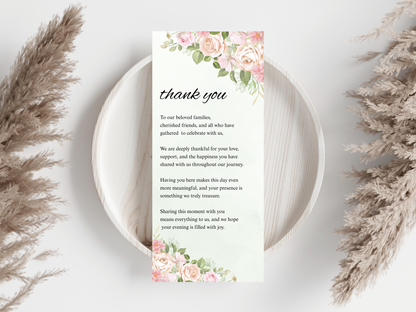 Wedding Thank you Card, Menu Card, Table Card. WI343