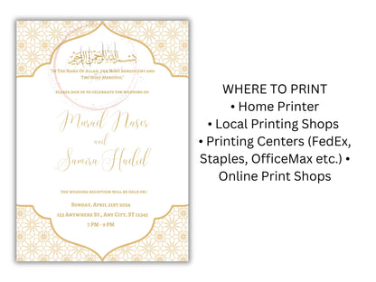 Muslim Wedding Invitation, Nikkah Invitation, Muslim Wedding Invite, Wedding Invite, Invitation Template, Editable Canva Template, WT53