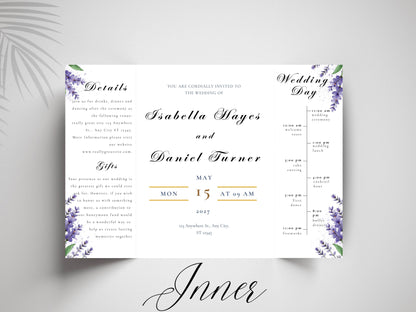 Elegant Wedding Invitation Card | Modern Floral Timeline Invite | Printable Details & Schedule | Personalized Digital Download. WI161