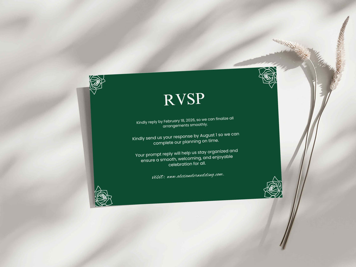 Wedding Invitation Bundle, RSVP, Thank You Card, Table Card, Menu Card, Reception Card, Details Card. WI254