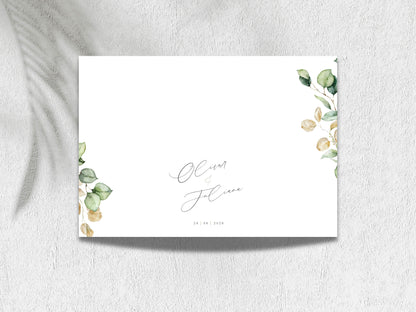 Gatefold Wedding Invitation Template | Green Folded Invite | Printable Ceremony Card | Modern Wedding Schedule Design. WIB127