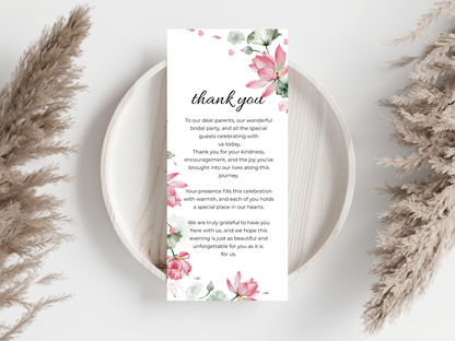 Wedding Thank you Card, Menu Card, Table Card. WI312