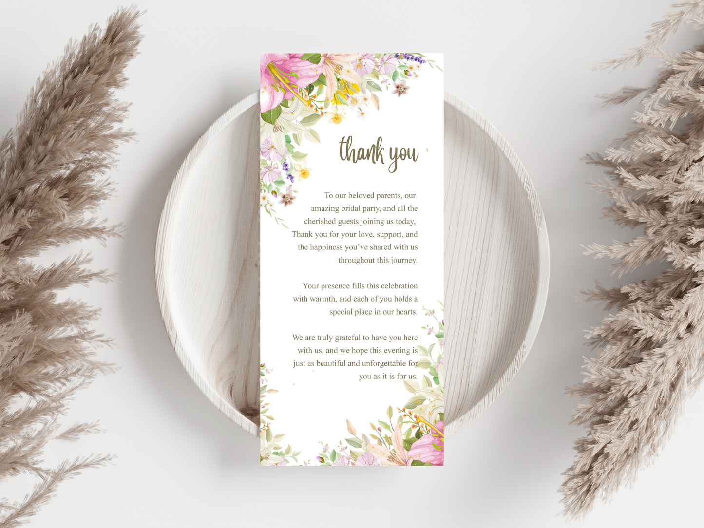 Wedding Thank you Card, Menu Card, Table Card. WI307