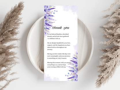 Wedding Thank you Card, Menu Card, Table Card. WI333