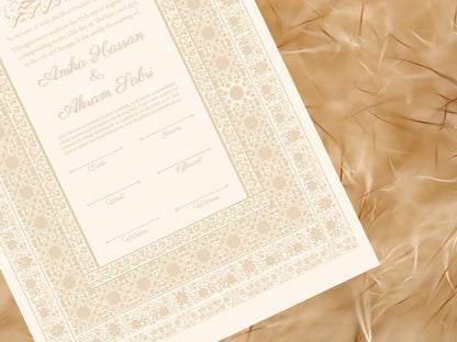 Nikkah Certificate, Nikkah Islamic Marriage Certificate, Printable, Custom Name Nikkah. Quran Verse, Digital Download. NN5