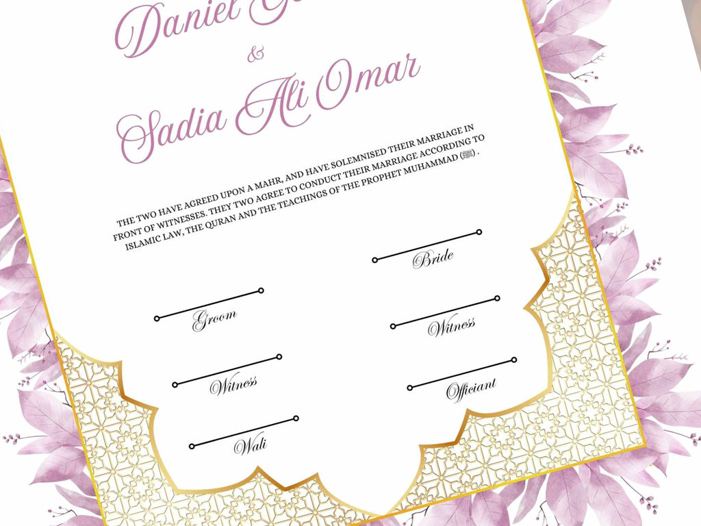 Nikah Certificate | Elegant Digital Islamic Marriage Contract for a Modern Muslim Wedding | Certificate Muslim | NikahNama. NN295