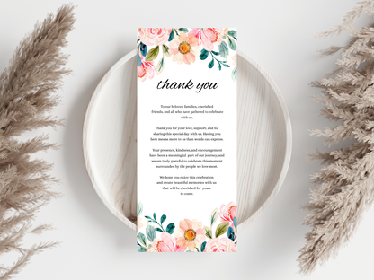 Wedding Menu, Thank You, Table Cards (Editable Canva Template) WI382