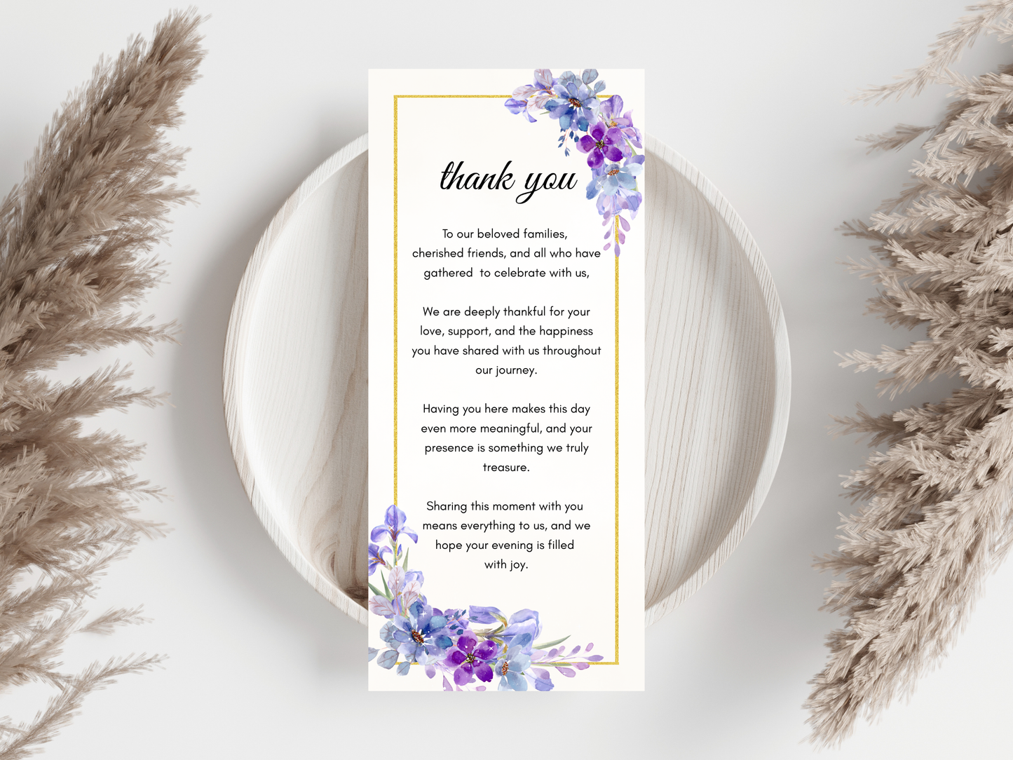 Wedding Thank you Card, Menu Card, Table Card. WI348