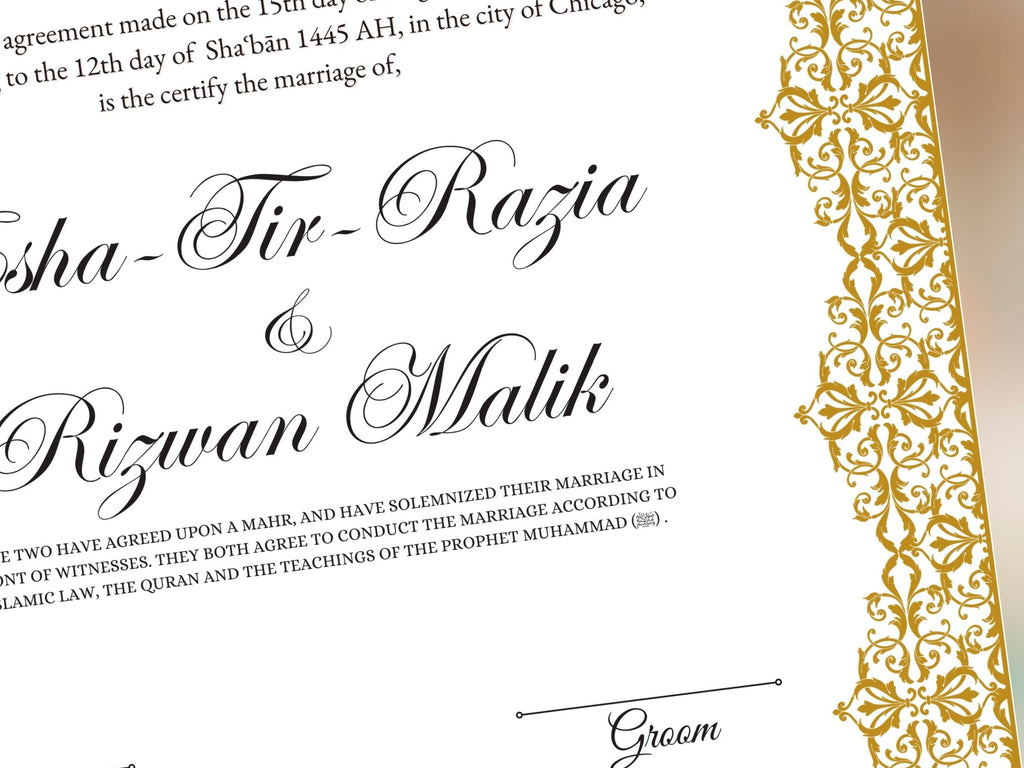 Nikkah Certificate Digital Download Personalised, A4, A3, Template, Editable, Nikkah Nama, Nikkah Contract, Muslim Contract. NN243