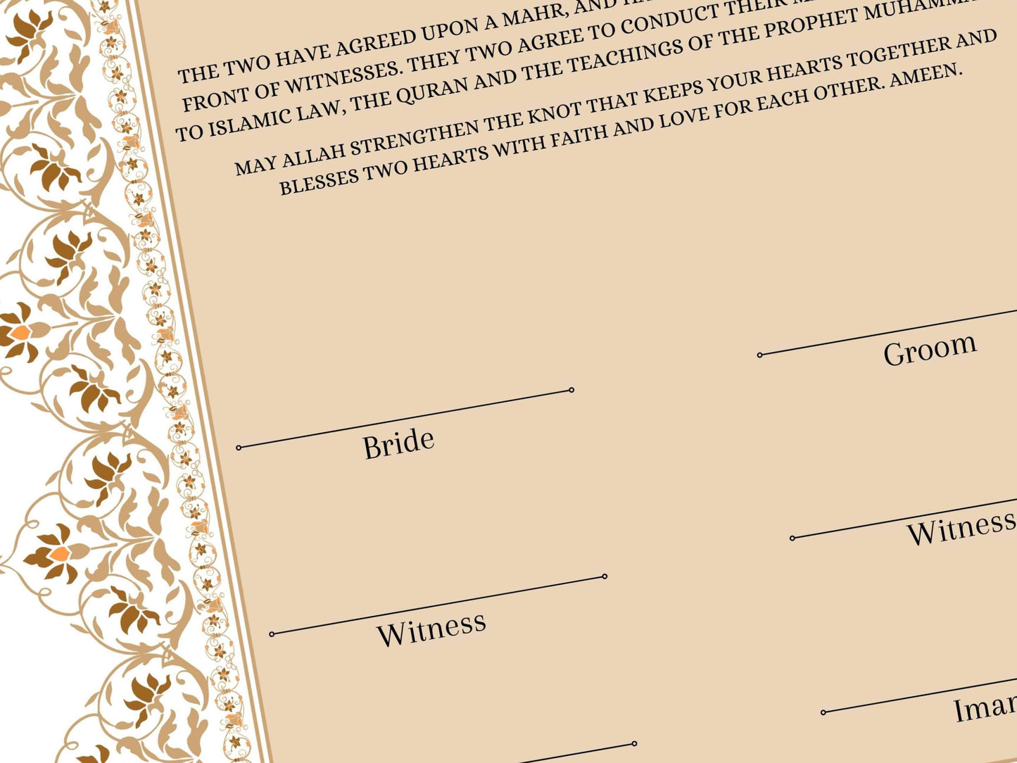 Nikkah Certificate, Nikkah Islamic Marriage Certificate, Printable, Custom Name Nikkah. Quran Verse, Digital Download. NN221