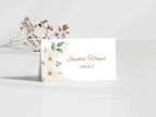 Elegant Floral Wedding Menu & Thank You Card Template | Printable Wedding Table Set | Minimalist White Flower Design.WI189