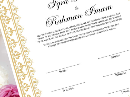 Nikkah Certificate Digital Download, A4 / A3. NN233