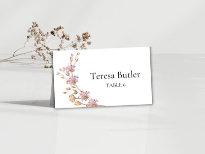 Elegant Wedding Stationery Bundle | Floral Menu, Thank You & Place Card | Editable Templates for Canva | Digital Download. WI190