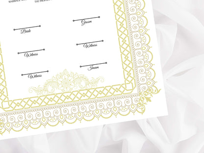 Nikkah Contract Template, Printable Nikkah Contract, Editable Nikkahnama, Muslim Wedding Certificate, Islamic Marriage Contract. NN108