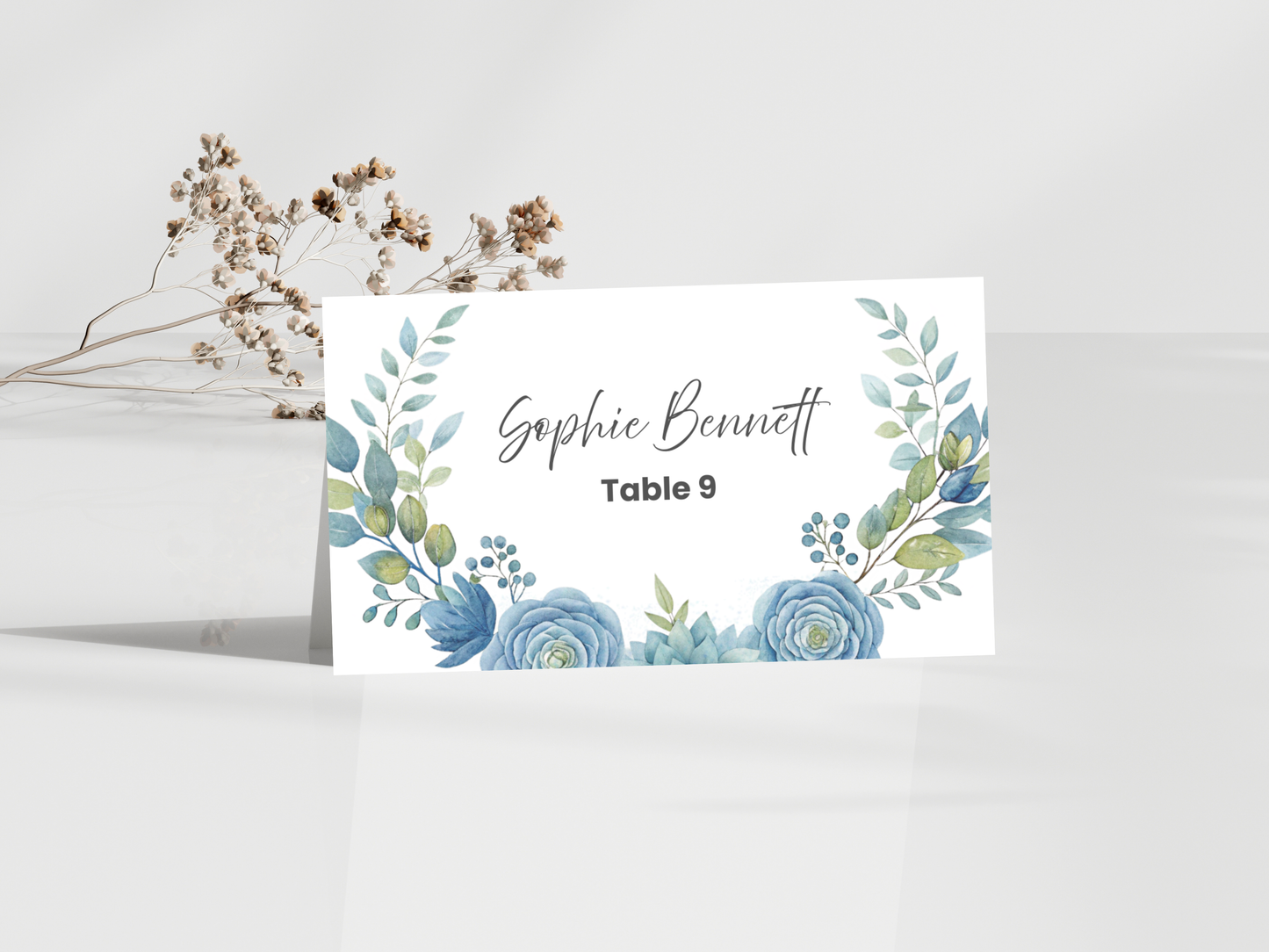 Floral Wedding Menu & Thank You Template | Editable Canva Place Card. WI206