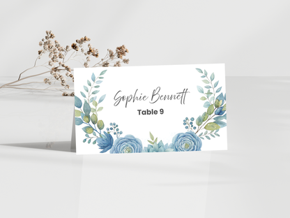 Floral Wedding Menu & Thank You Template | Editable Canva Place Card. WI206