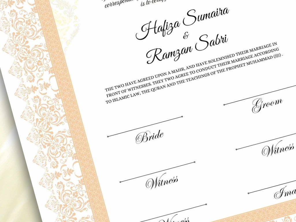 Nikkah Certificate Digital Download Personalised, A4, A3, Template, Editable, Brown Nikkah Nama, Nikkah Contract, Muslim Contract. NN288