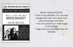 Newspaper Bridesmaid Proposal Printable, Will You Be My Bridesmaid Card Template, Bridesmaid Proposal Card, Bridesmaid Info Card. BT42
