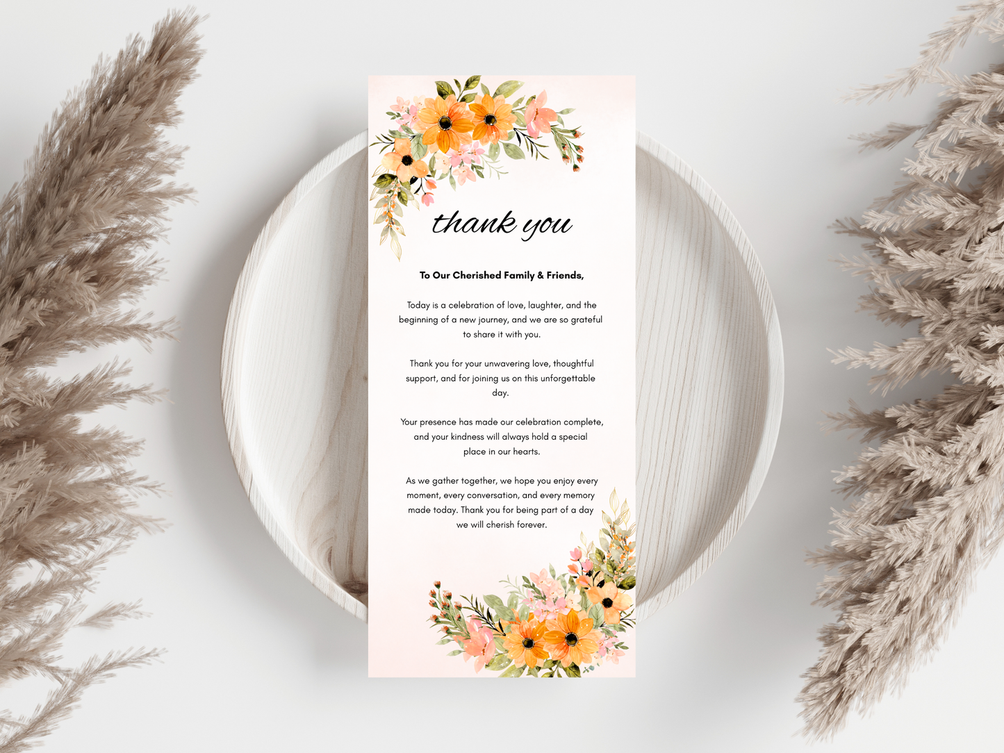 Floral Wedding Menu, Thank You & Table Cards, Instant Download WI394