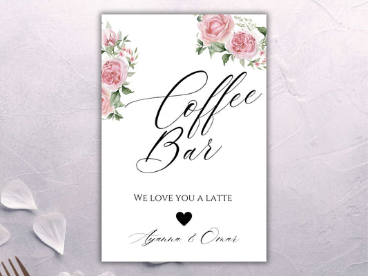 Coffee Bar Sign Printable, Modern Wedding Sign, Coffee Sign Template, Latte Wedding Sign, Coffee Sign at Wedding Digital. CBS1