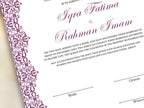 Nikkah Certificate Digital Download Personalised, A4, A3, Template, Editable, Purple Nikkah Nama, Nikkah Contract, Muslim Contract. NN244