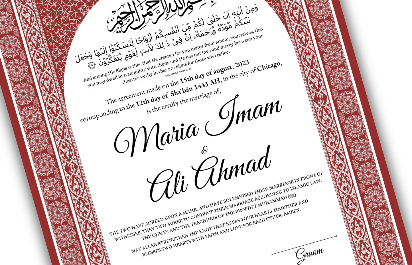 Nikkah Certificate Digital Download Personalised, A4, A3, Template, Instat Download. NN141